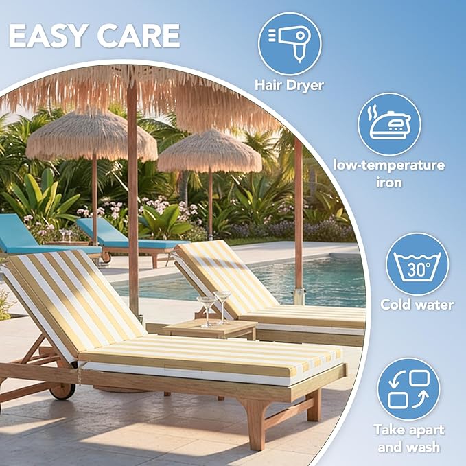 L'AGRATY Outdoor Lounge Chaise Cushion: 72x21x3 Inch Waterproof Lounge Chair