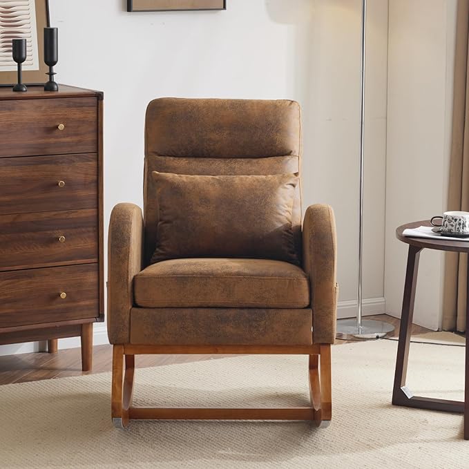 VINGLI Rustic Microfiber Nursing Rocking Chair