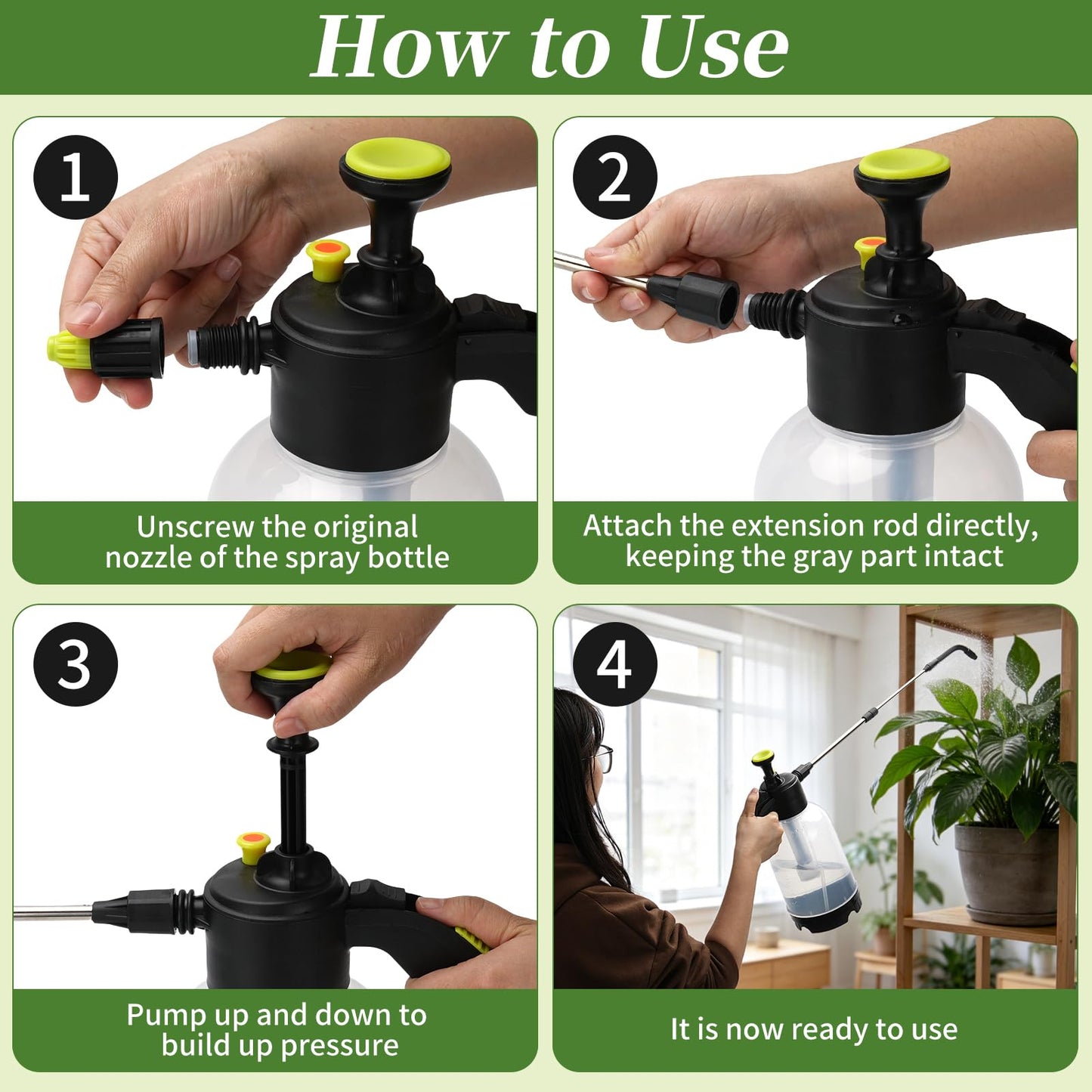 Handheld Pump Sprayer for Hanging Plants with 24.4" Long Spout, Watering Bottle Sprayer for Watering Hanging Plant Basket, Hard to Reach High Plant for Indoor or Garden 2L(0.5Gal)