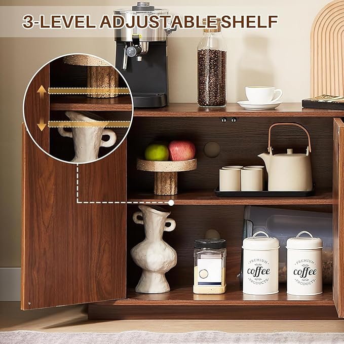 64'' Fluted TV Stand for TVs up to 75'', Modern Long Media Console