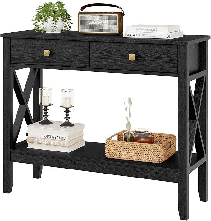 Lomojo Console Table, Sofa Table 13.8" D x 39.37" W x 31.5" HEntryway Table