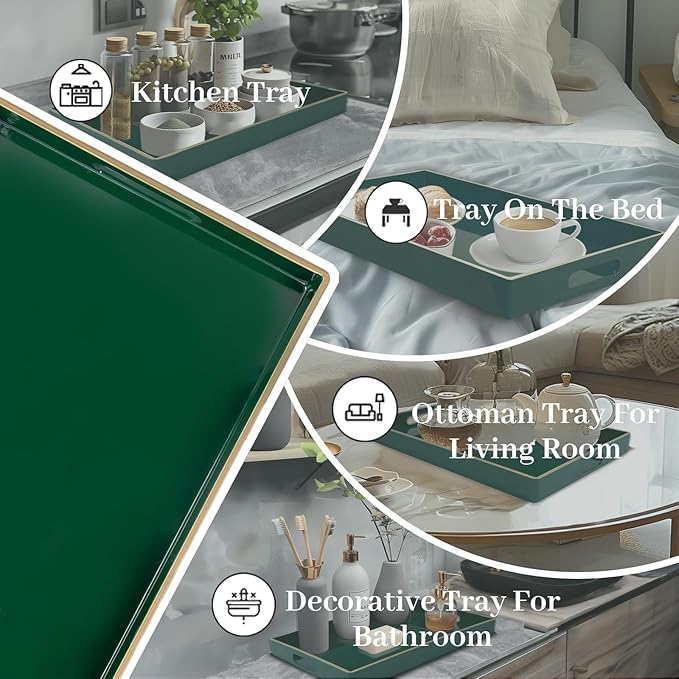 MAONAME Dark Green Decorative Tray, Serving Tray