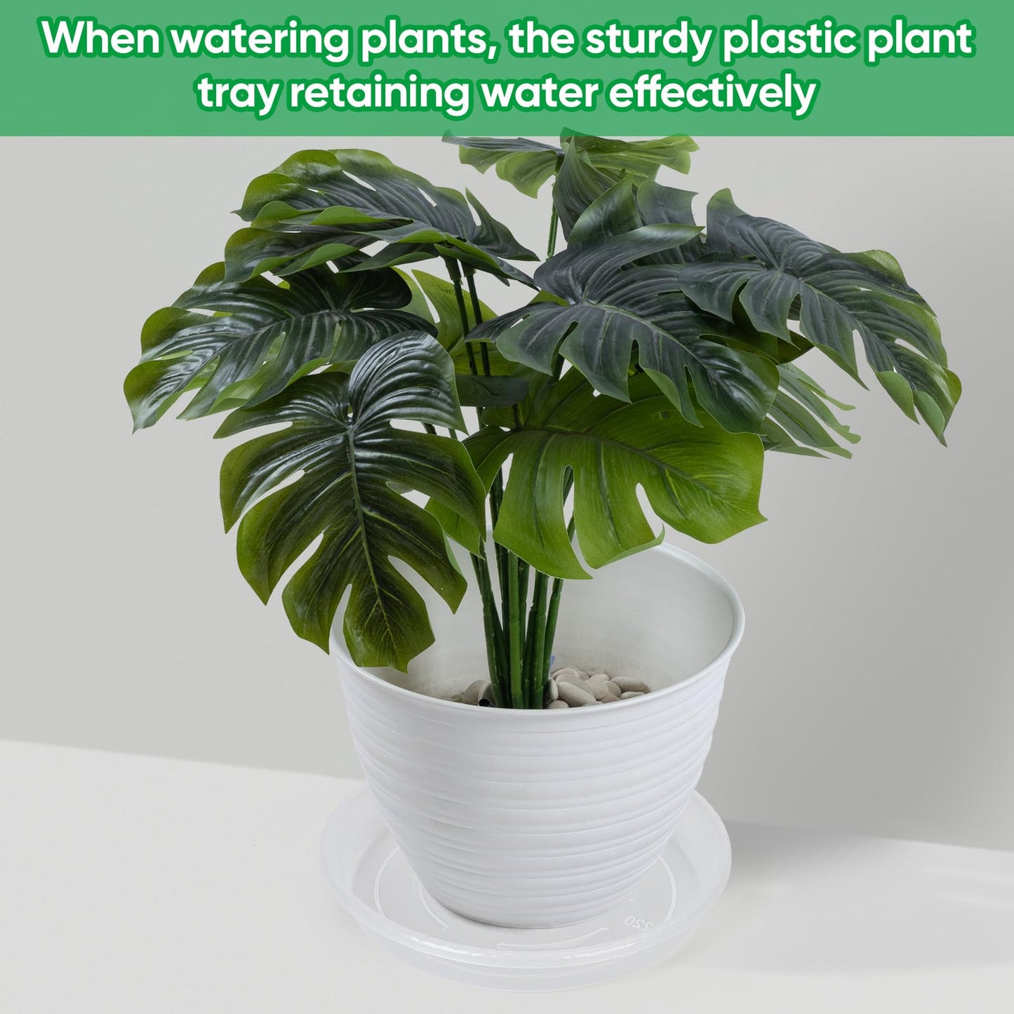 Dovesail 20 Pack Plant Saucer Tray, 6/8 /10/12 inch Heavy Duty Flower Pot Trays, Plastic Plant Saucer for Indoor & Outdoor Plants, Plant Trays to Catch Water, 5 Pieces of Each Size