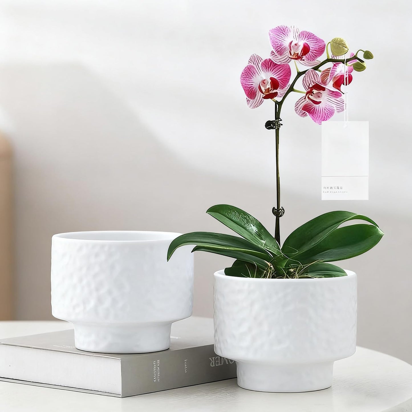 OXART 12.2+10+7.7 inch Ceramic Pots for Plants, Flower Pots for Indoor Plants with Drainage Hole, Round Large Plant Pots, Thick-Walled Ceramic Planters for Home Office, Set of 3, White
