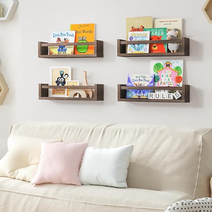 Fixwal Floating Book Shelves for Wall, 16.5 Inch Nursery Book Shelves for Kids