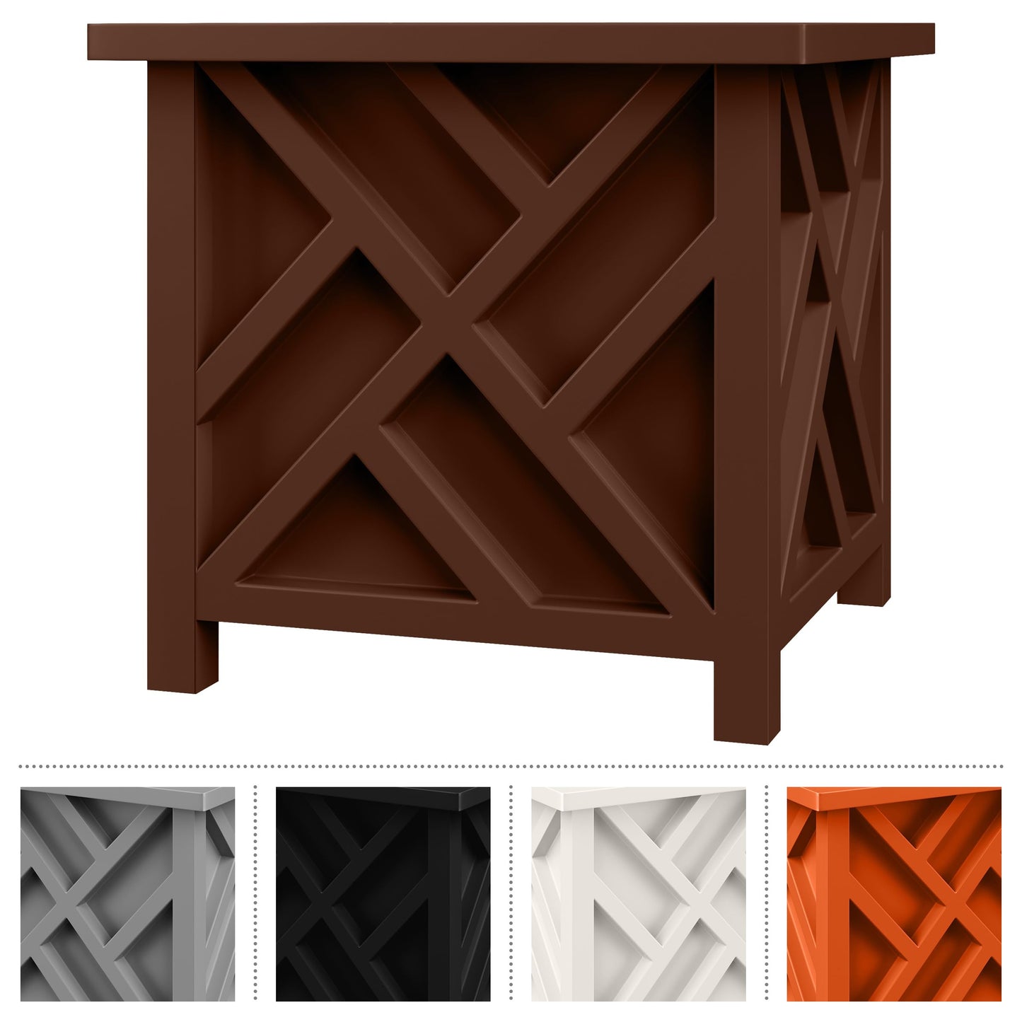 Lattice Design Planter Box - 15.5-Inch-Square Decorative Outdoor Flower or Plant Pot - Front Porch, Patio, and Garden Decor by Pure Garden (Brown)