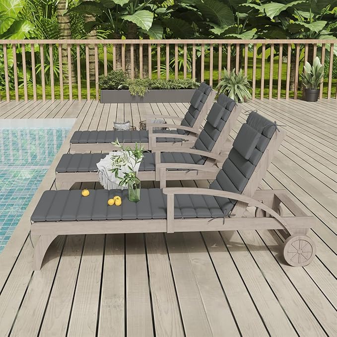 Sundale Outdoor Olefin Quilted Lounge Cushion Set of 4, Patio Foldable Chaise
