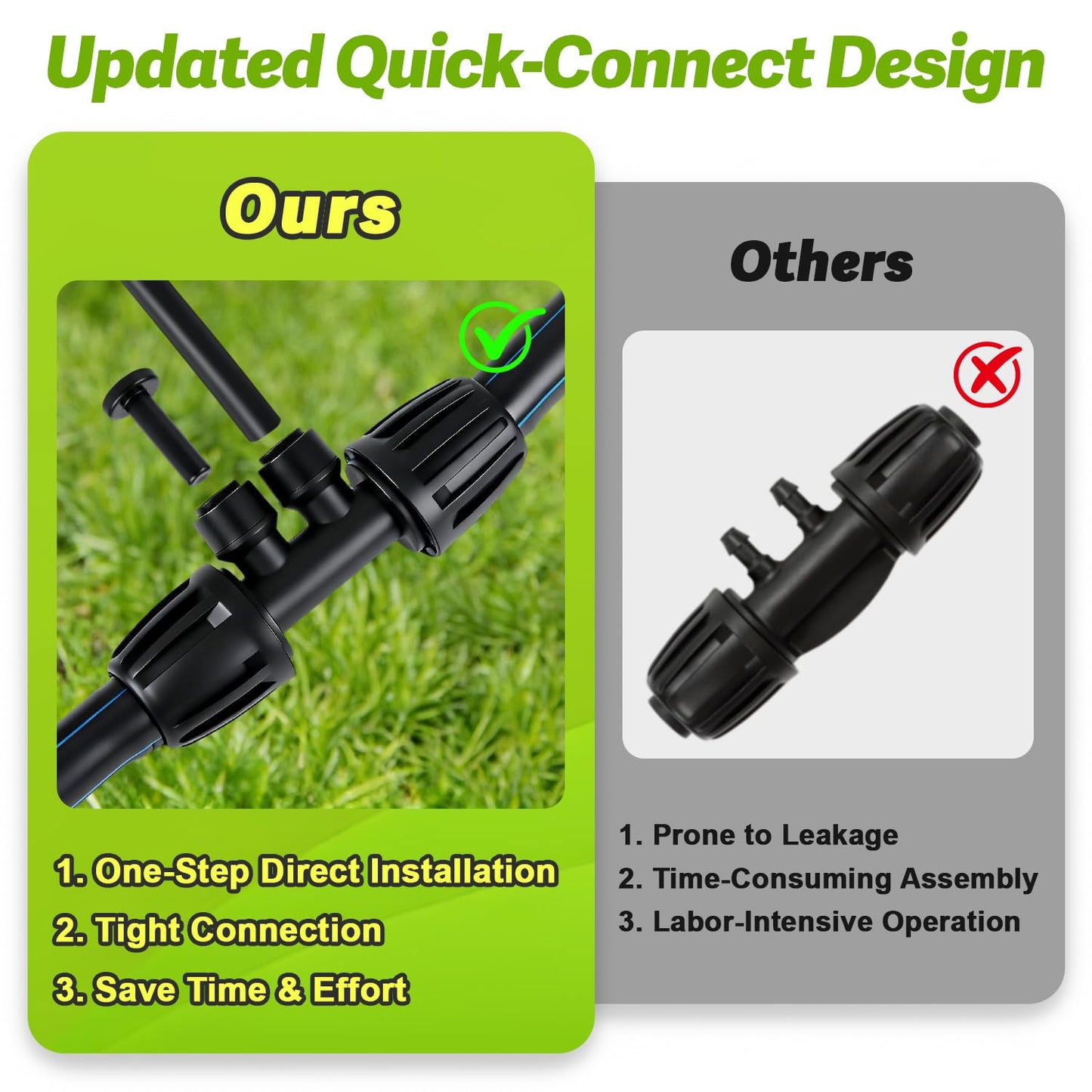 Copadri 6 Pcs Barbed Tee 1/2 Inch To 1/4 Inch Irrigation Tubing Fittings, 1/2 Inch(1/2" ID x 0.65" OD) To 1/4 Inch Quick Connect Irrigation Adapter 16mm Hose Locked T Reducer To 1/4" Water Line