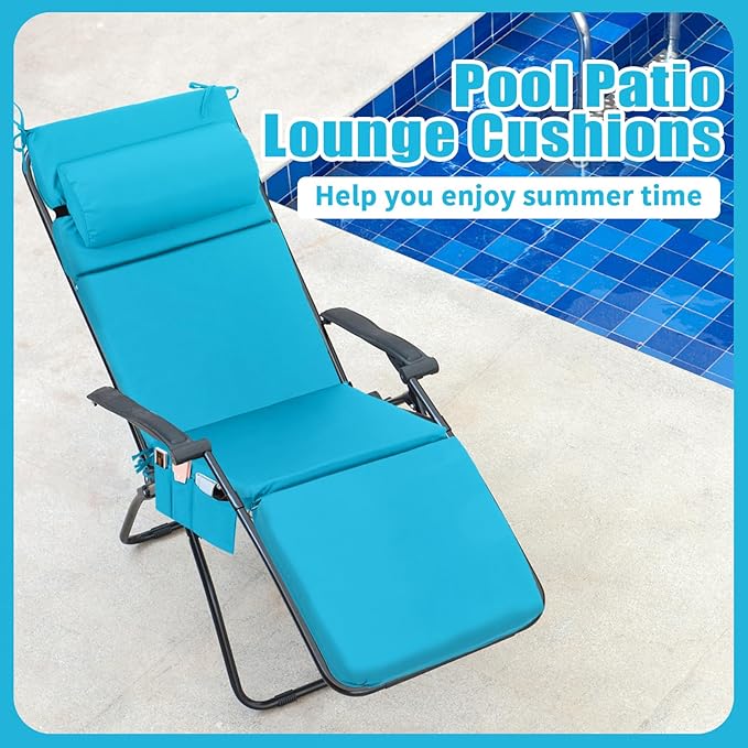 Wenqik 2 Pcs Outdoor Chaise Lounge Cushion