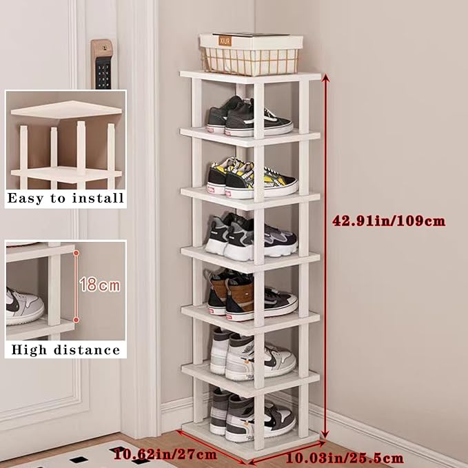SAN HE 7-Tier Modern Bamboo Shoe Rack