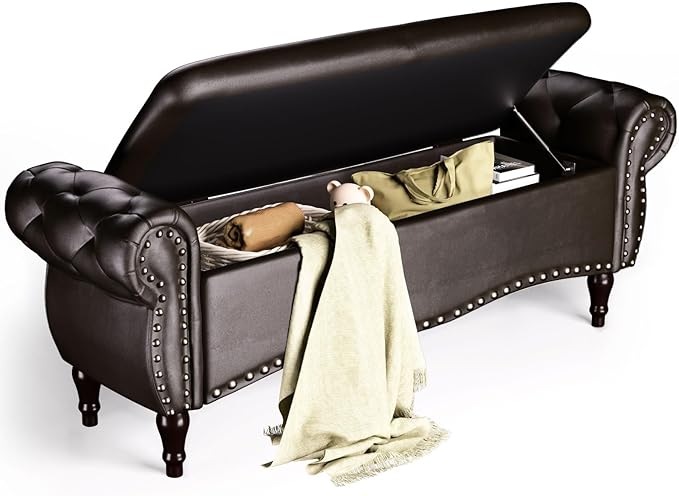 ZZW Storage Ottoman Bench, Tufted Bed Benches