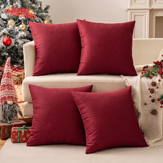 MIULEE Pack of 2 Decorative Outdoor Solid Waterproof Throw Pillow Covers Faux