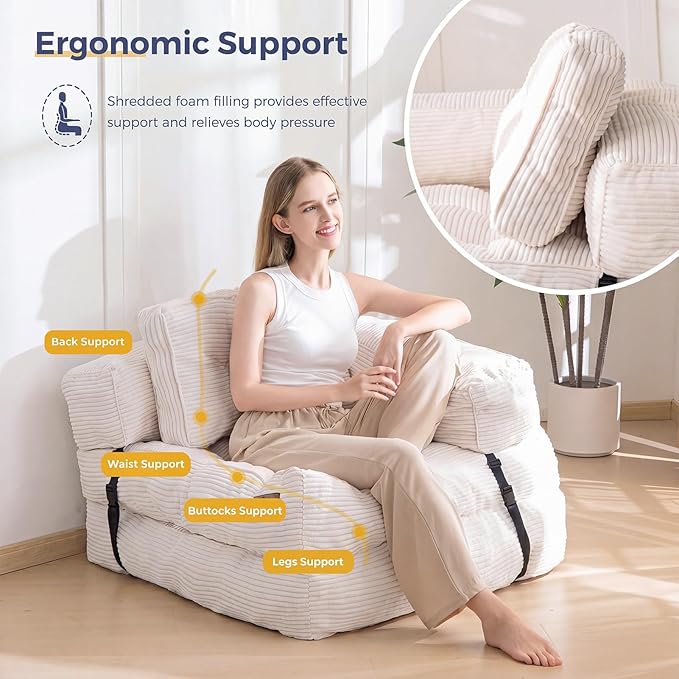 MAXYOYO Folding Sofa Bed, L-Shaped Convertible Sofa Foldable Sleeper Couch