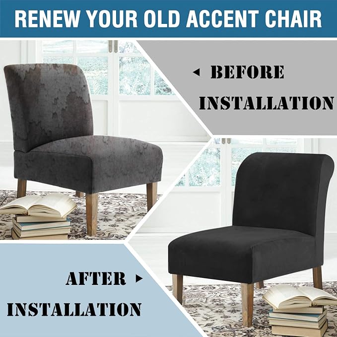 H.VERSAILTEX Armless Accent Chair Covers Thick Velvet Armless Chair Slipcovers