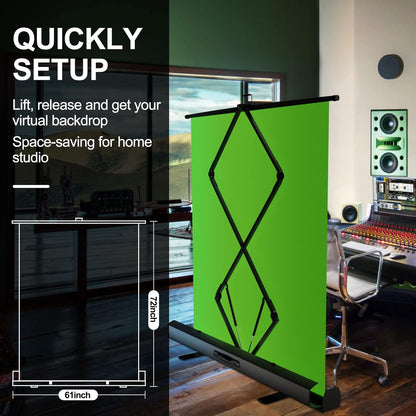 EMART Upgrade Green Screen, 61x72in Collapsible Chroma Key Panel for Background Removal, Portable & Retractable Wrinkle-Resistant Backdrop with Stand for Streaming, Photographic Studio, TikTok