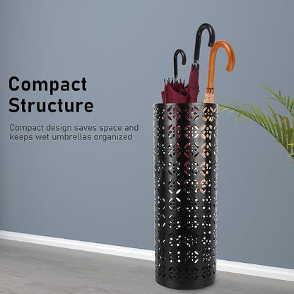 Round Umbrella Organizer Bin, Freestanding Metal Umbrella Holder Umbrella Stand Rack for Entryway, Canes Walking Sticks Holder Rain Collection for Home, Office (S 62x50cm / 24.41x19.69in)