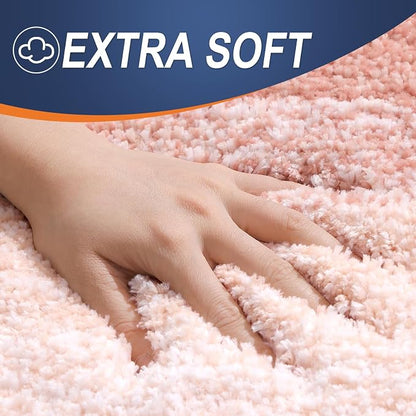 OLANLY Bathroom Runner Rugs Mat 47x20, Extra Soft Absorbent Microfiber Bath Rugs, Rubber Backing, Quick Dry, Washable Long Bath Mats for Bathroom Floor, Tub and Shower, Home Decor Accessories, Peach