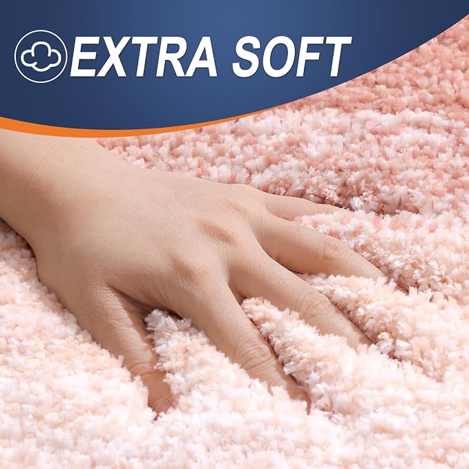 OLANLY Bathroom Runner Rugs Mat 59x20, Extra Soft Absorbent Microfiber Bath Rugs, Rubber Backing, Quick Dry, Washable Long Bath Mats for Bathroom Floor, Tub and Shower, Home Decor Accessories, Peach