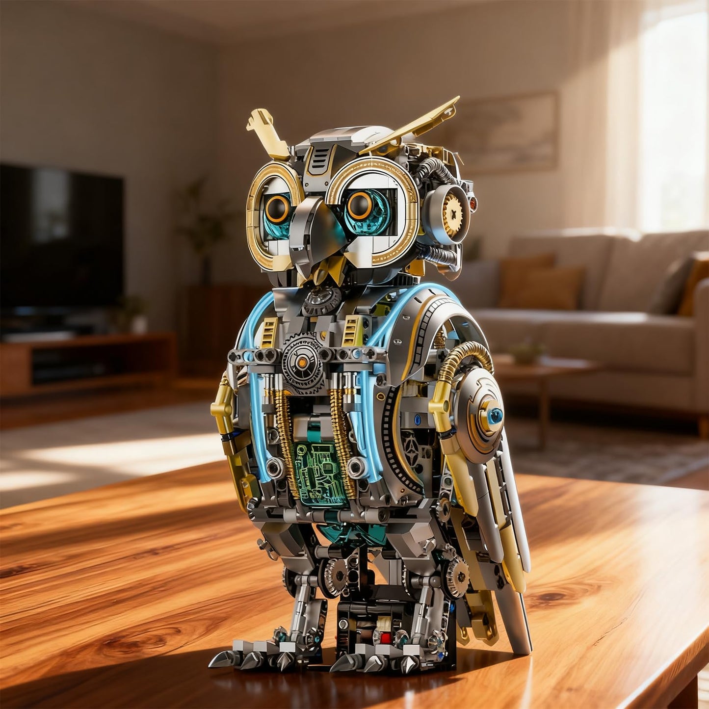 Myth Qholve Mechanical Owl Building Blocks Hand-Crank or Electric Powered Moving Snake Engineering Construction Set for Kids and Adults Detailed Mechanical Model with Gears and Lights