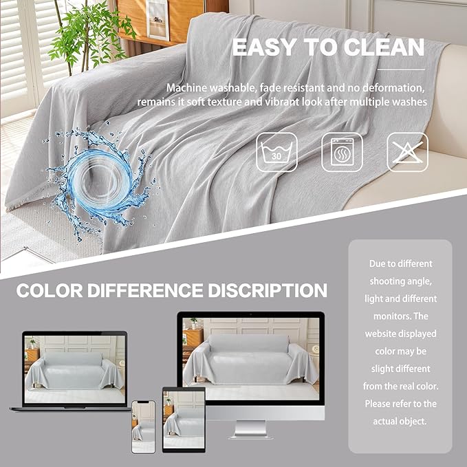DREAMINGO Sofa Covers Washable Thick Chenille Couch Cover