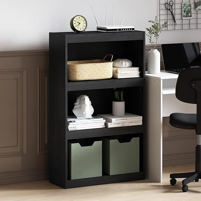Furinno Jaya Enhanced Home Bookcase 3-Tier Adjustable Bookshelf