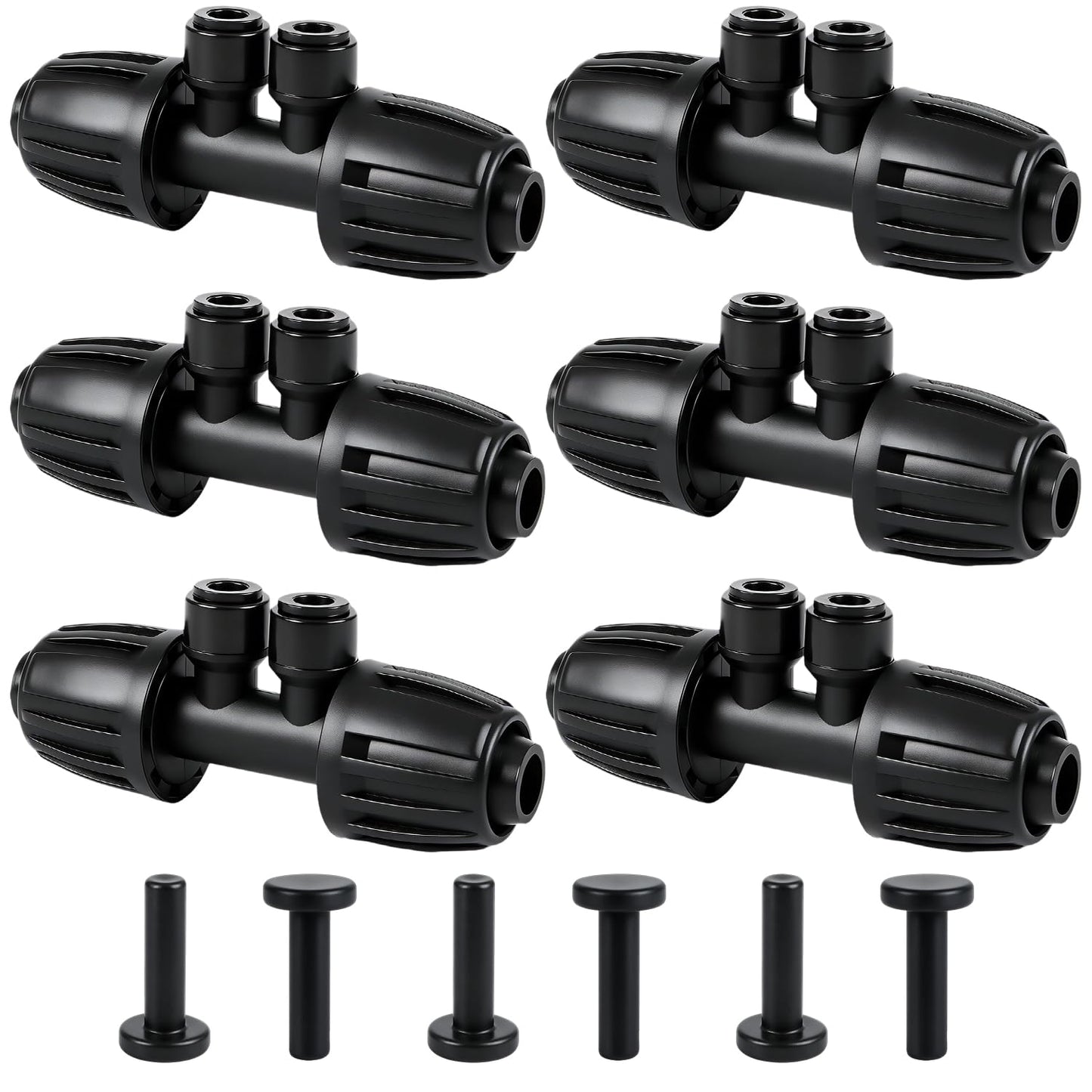 Copadri 6 Pcs Barbed Tee 1/2 Inch To 1/4 Inch Irrigation Tubing Fittings, 1/2 Inch(1/2" ID x 0.65" OD) To 1/4 Inch Quick Connect Irrigation Adapter 16mm Hose Locked T Reducer To 1/4" Water Line