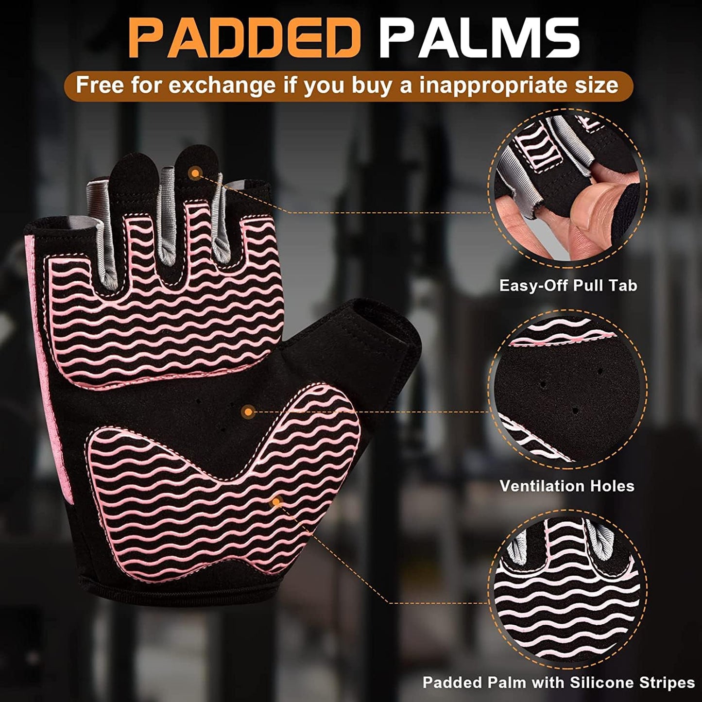 Sunnex Gym Gloves - Fingerless, Breathable Workout Gloves for Weightlifting, Cycling & More