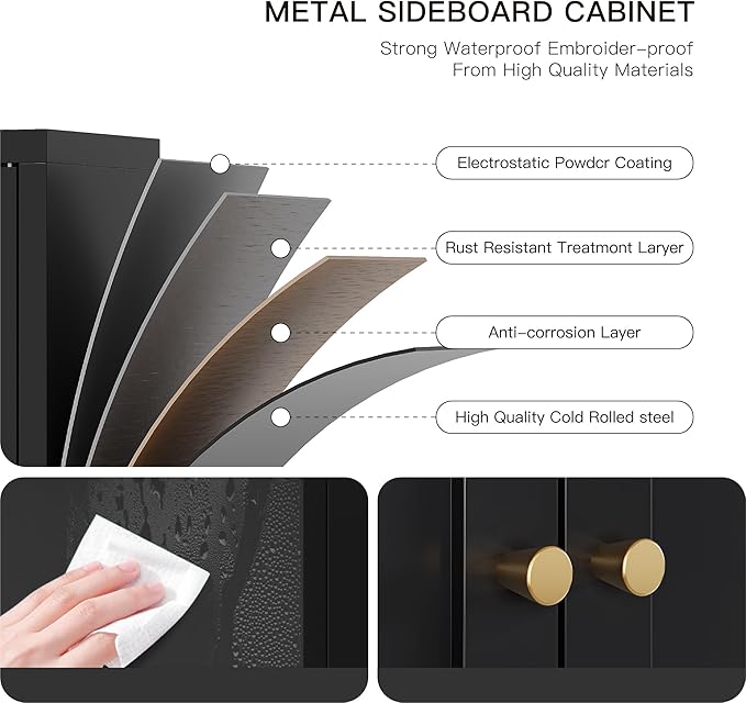 YAUWOH Small Metal Cabinet, Bathroom Storage Cabinet