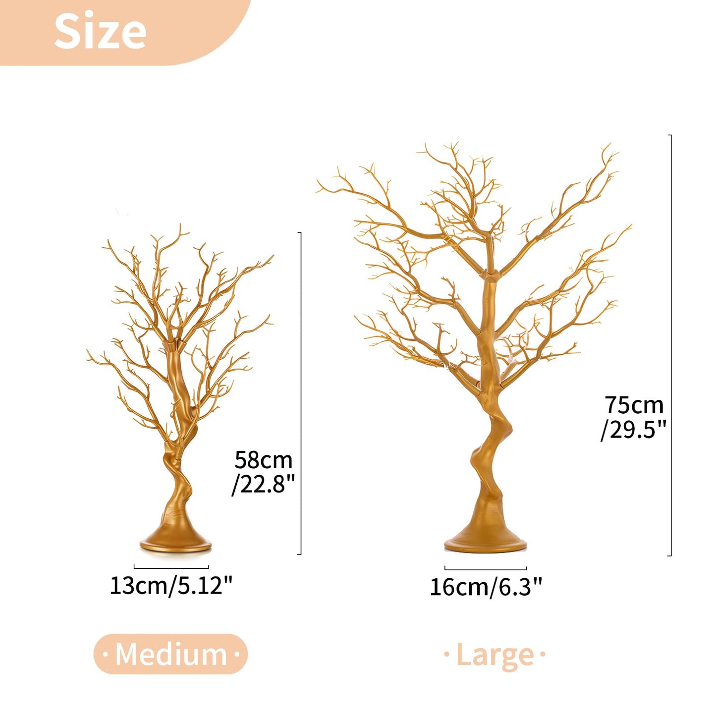 Nuptio Gold Christmas Tree Branch Artificial 22.8 inch Tall Manzanita Tree Centerpiece Wedding Centerpieces for Tables, Decorative Ornament Display Tree Branches for Decoration Weddings (1 Pc)