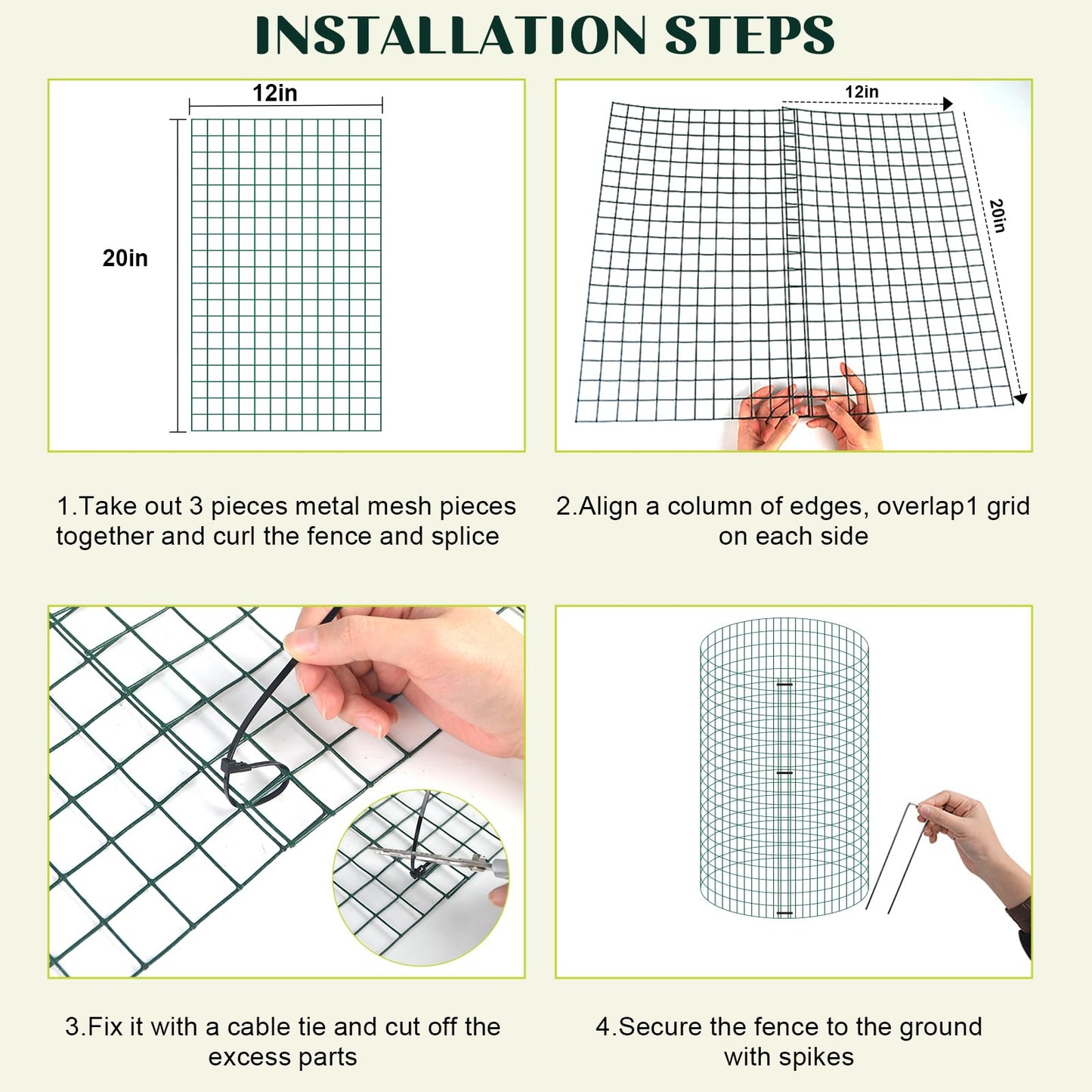 succulentlovers 10 Sets 20"x 12" Wire Plant Protector from Animals, Plant Protector Cages with Zip Ties & Stakes, Garden Plant Protectors Chicken Wire Plant Covers for Flower and Vegetables Protection