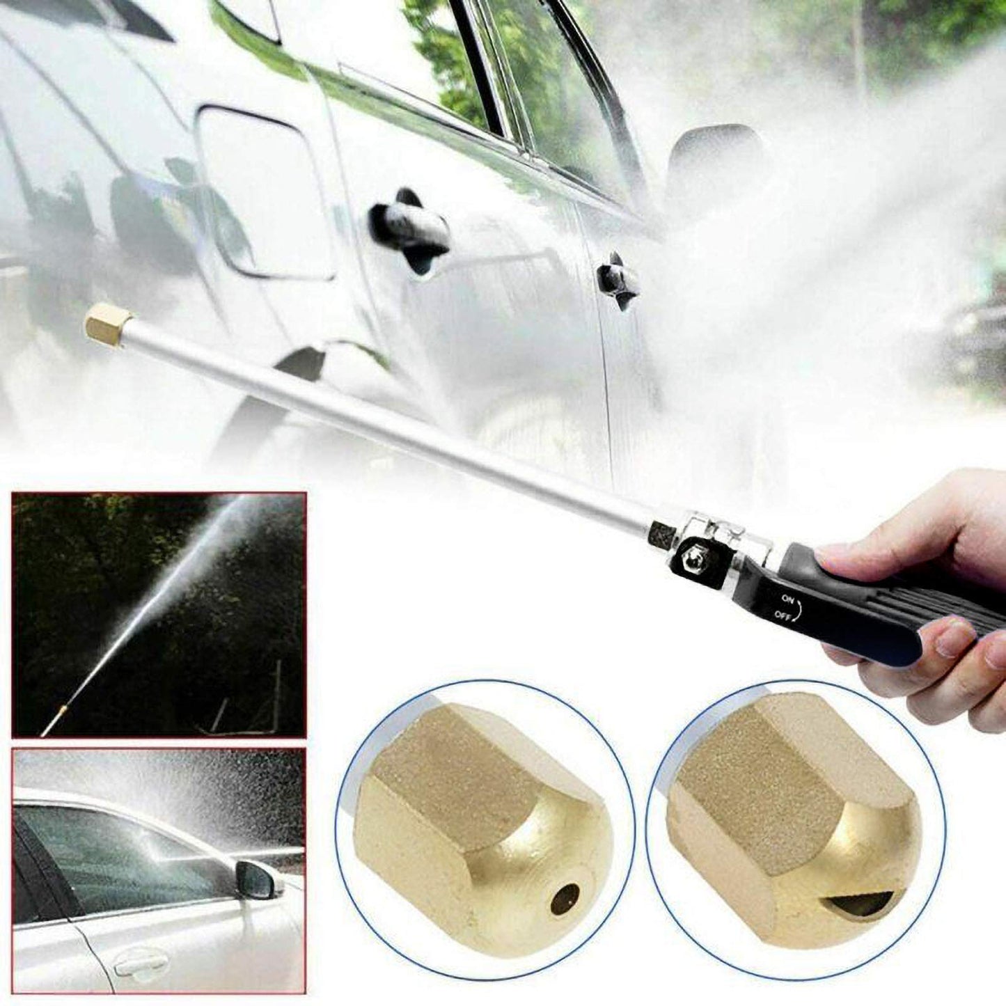 YunGuoGuo 39'' High Pressure Washer Hose Attachment Jet Nozzle,Hose into Power Washer Sprayer Wand with Flexible Hose Nozzle,Cleaning Tool for Gutter Patio Car Pet Window Glass Black