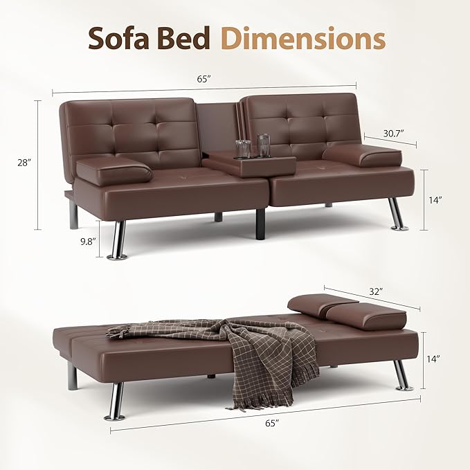 Shahoo Convertible Folding Futon Sofa Bed Sleeper Couch