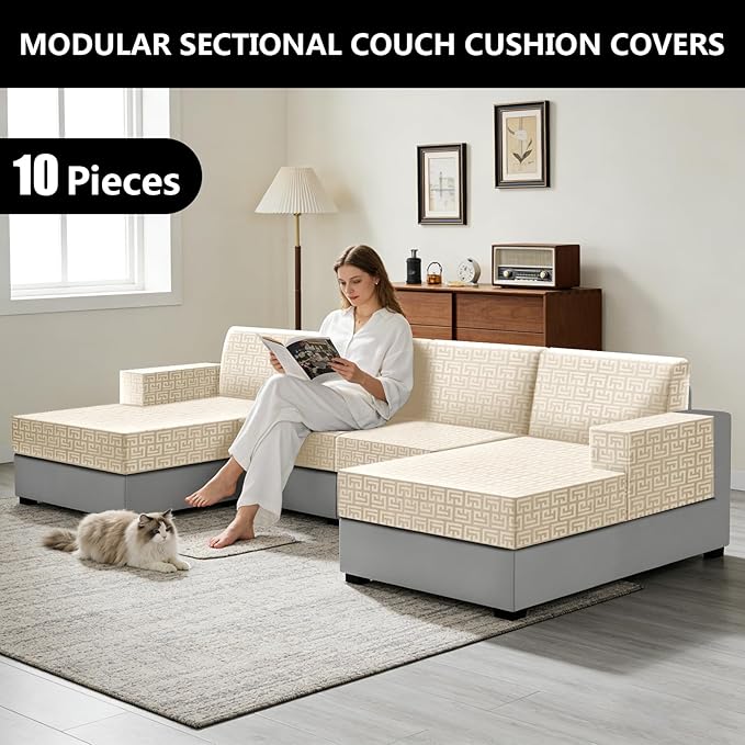 UNBBRRL 10 Pieces Stretch Sofa Cushion Covers