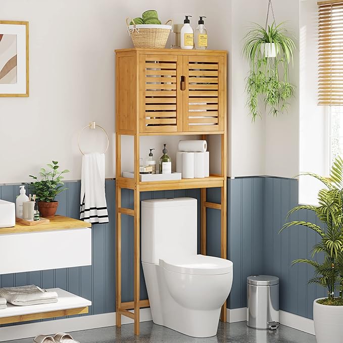 VIAGDO Over The Toilet Storage Cabinet, Tall Bathroom Cabinet Organizer