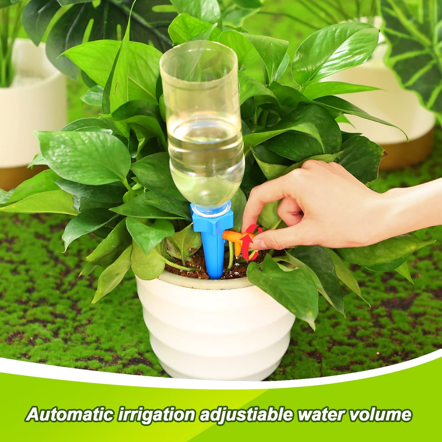 100 Pcs Self Watering Spikes Adjustable Plant Watering Spikes Automatic Plant Waterer Auto Drippers Irrigation Devices with Slow Release Control Valve Switch for Indoor Outdoor Garden Houseplant