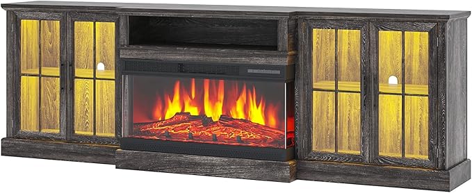 98" Farmhouse TV Stand with 36" Fireplace