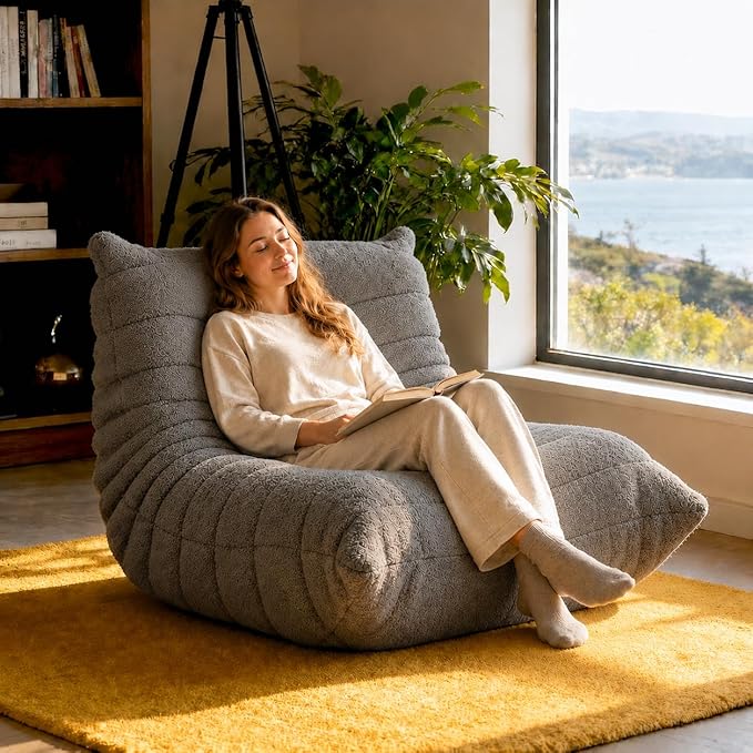 Giant Bean Bag Chair for Adults, Comfy Chair for Bedroom, Memory Foam Chair