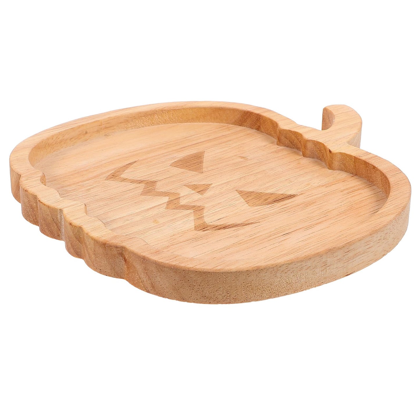 MAGICLULU Pumpkin Snack Plate Wooden Serving Platter Multipurpose Snack Container for Halloween Household Tea and Breakfast Storage Tray