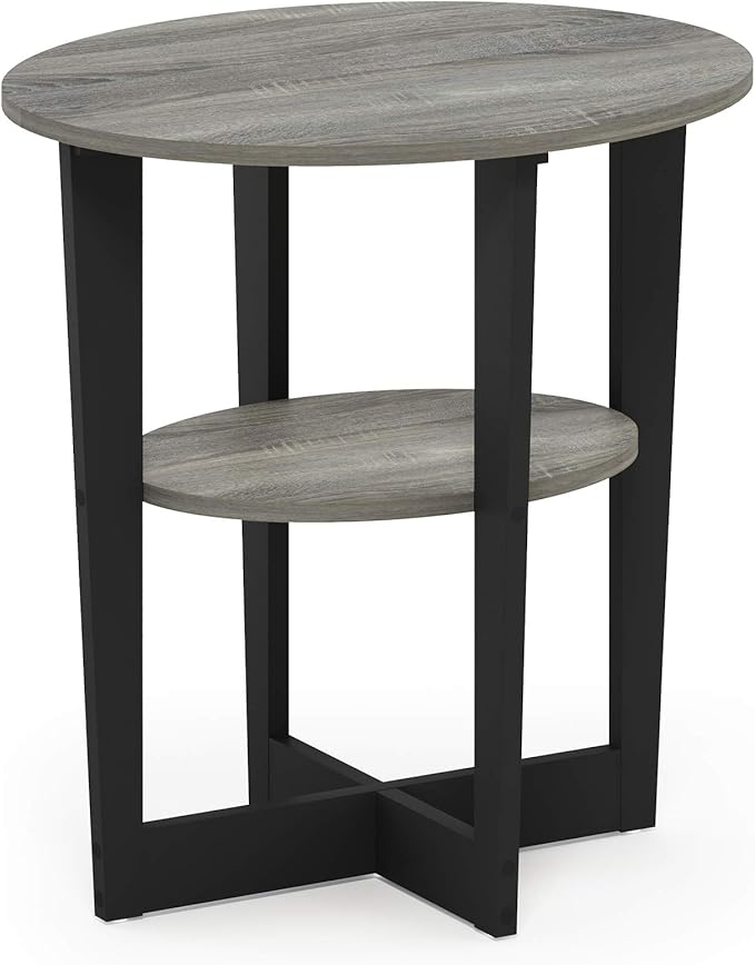 Furinno JAYA Side Table, 2-Tier Round Modern End Table