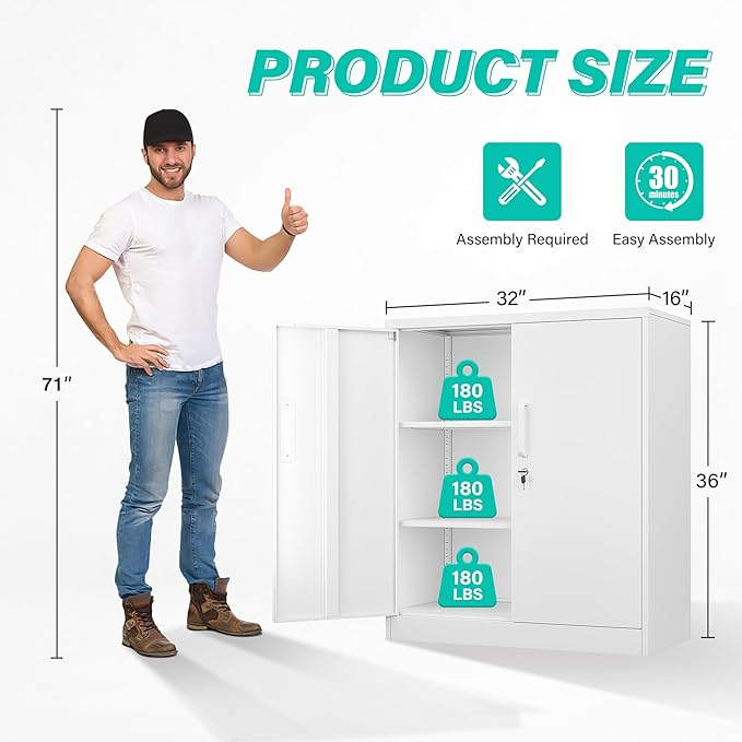 SISESOL White Metal Storage Cabinet