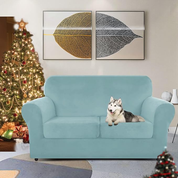 ZNSAYOTX Luxury Velvet Sofa Cover 3 Piece Stretch Loveseat Covers
