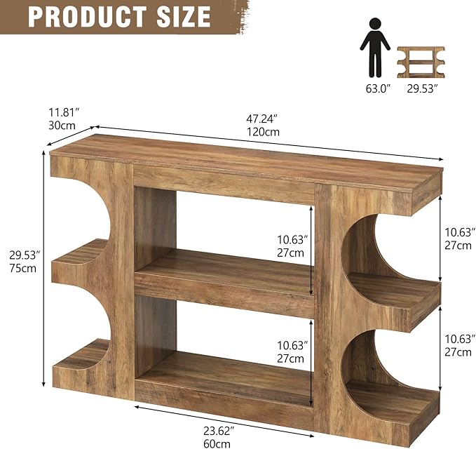 Tohomeor Console Tables for Entryway 47.24-Inch, Wooden Sofa Table Behind The