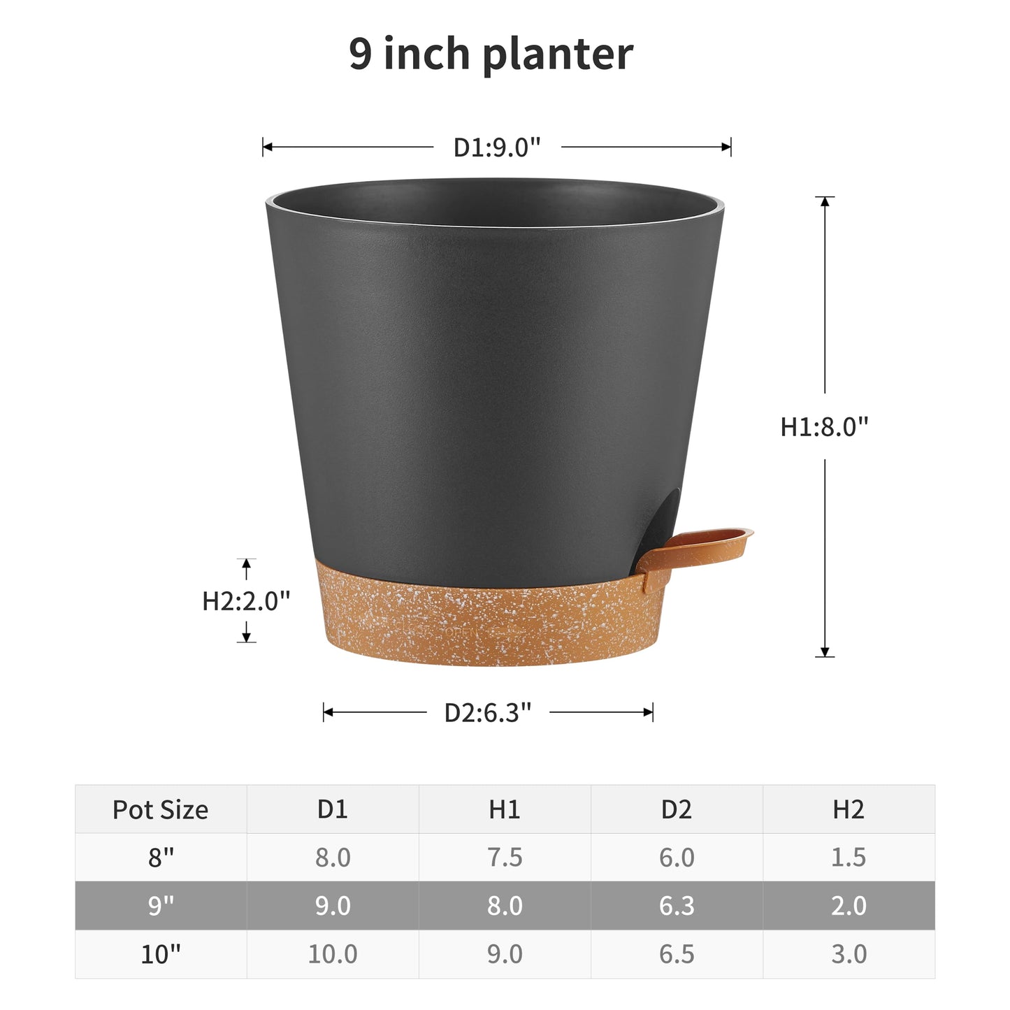 FaithLand 2 Tier Plant Stand and 2-Pack 9 Inch Self Watering Pots Bundle