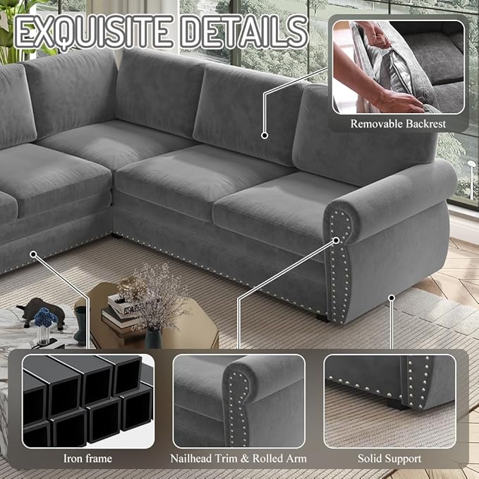 118" L-Shaped Sleeper Couch Bed