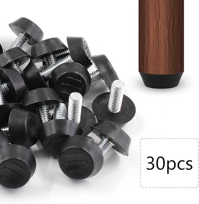 Zorfeter 30 Pcs Screw in Threaded Furniture Adjustable Levelers, M6 Leveling