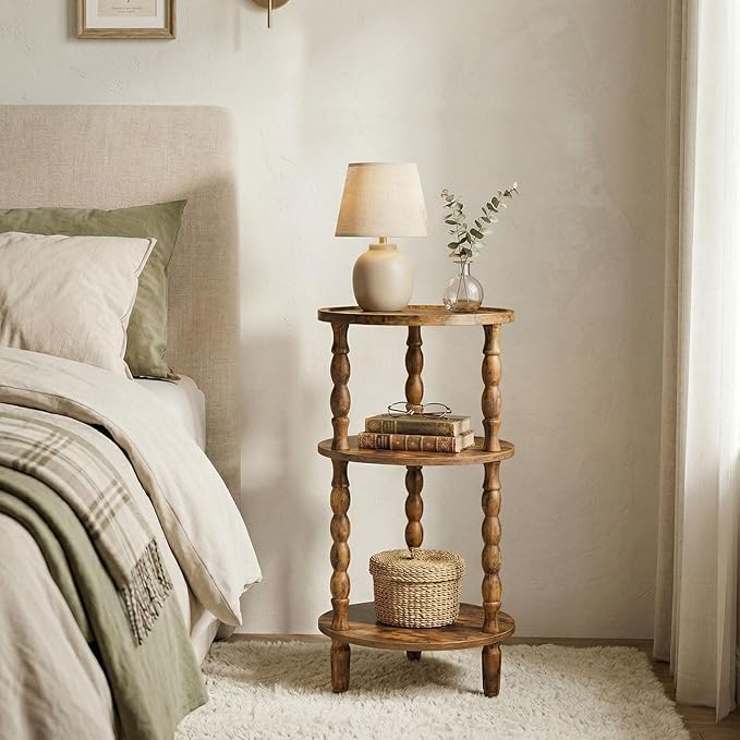 HOOBRO Round Side Table for Small Space, 3-Tier Small Round End Table