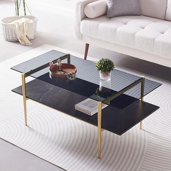 LumFurn Rectangle Coffee Table for Living Room, Mid-Century Modern Design