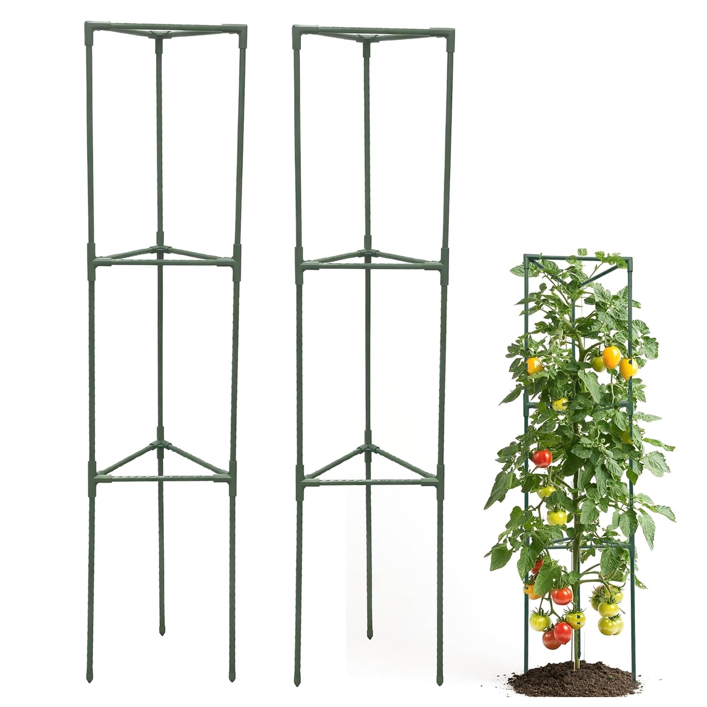 Tiuire Tomato Cages for Garden,2 Pack 50in Tall Tomato Plant Support Stakes Adjustable Heavy Duty Steel Plant Tower Stakes, Updated Cucumber Trellis Garden Cages for Climbing Plants Vegetable Flowers