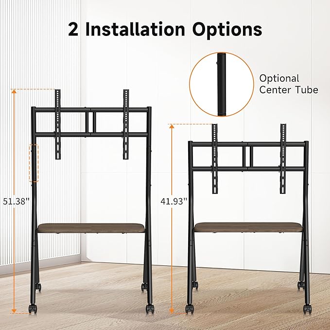 XINLEI Easel Rolling TV Stand for 32-80 Inch TV up to 121lbs, Mobile Portable