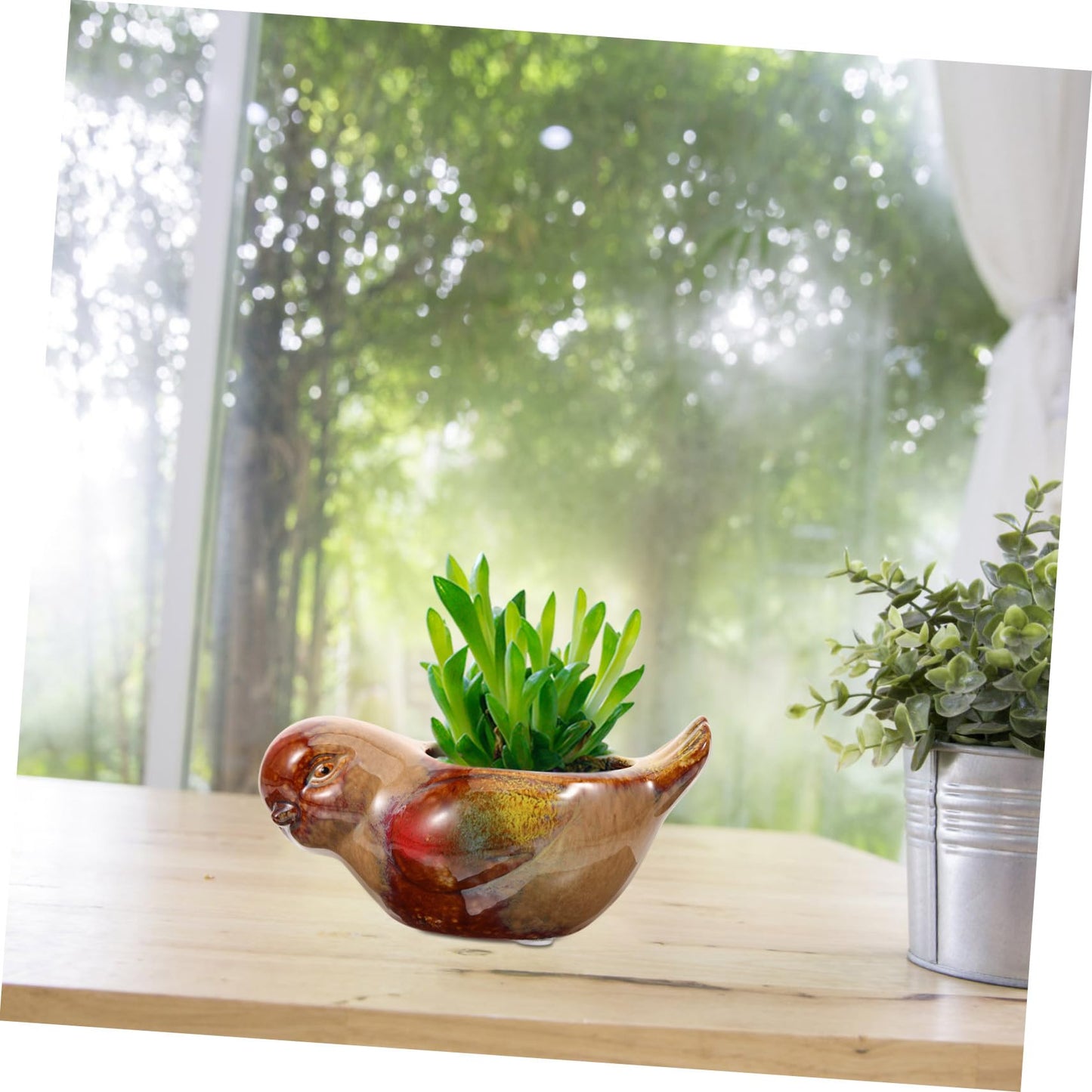 Ceramic Planter Pot Bird Shaped Succulent Flowerpot for Indoor Outdoor Plants Artistic Small Cactus Holder Multifunctional Garden Decoration